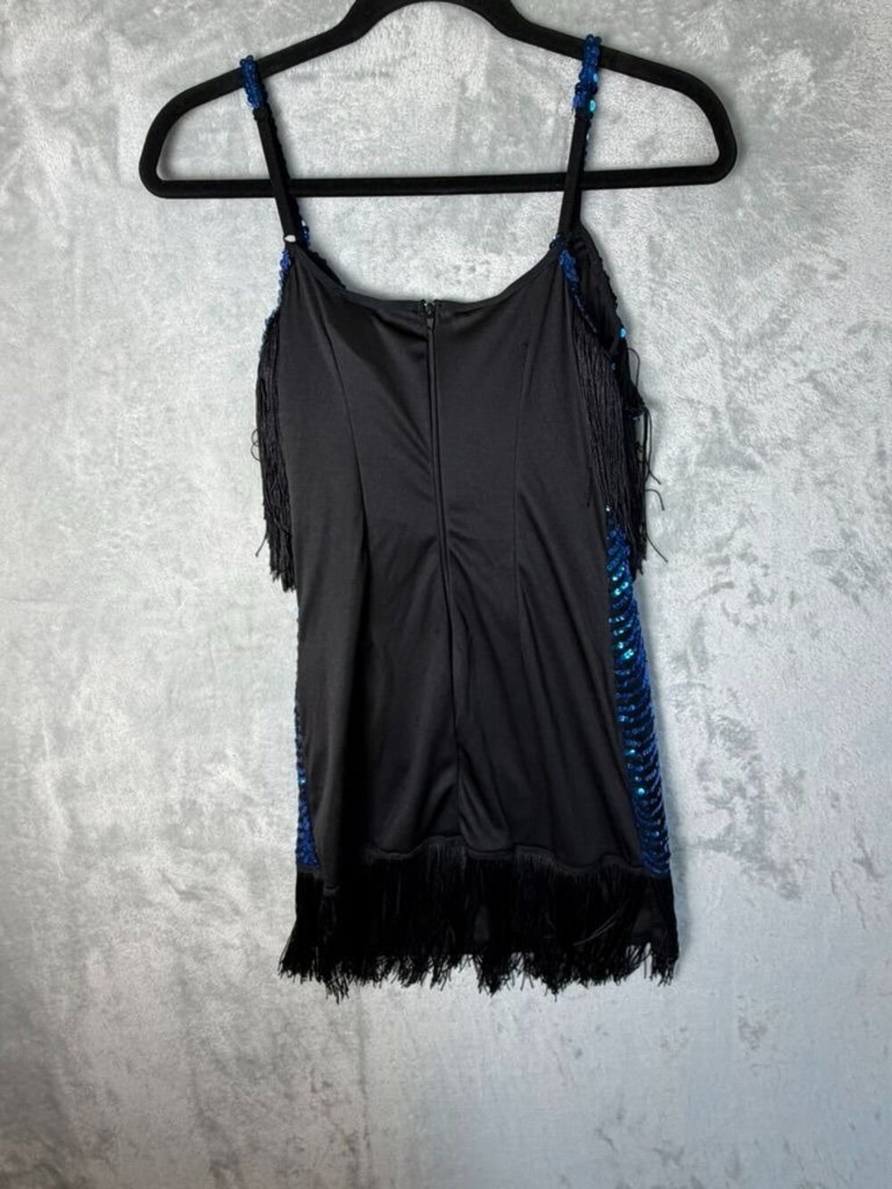 LEG AVENUE Womens Small Blue Black Sequin Fringe Flapper Gatsby Costume Dress - Picture 5 of 5